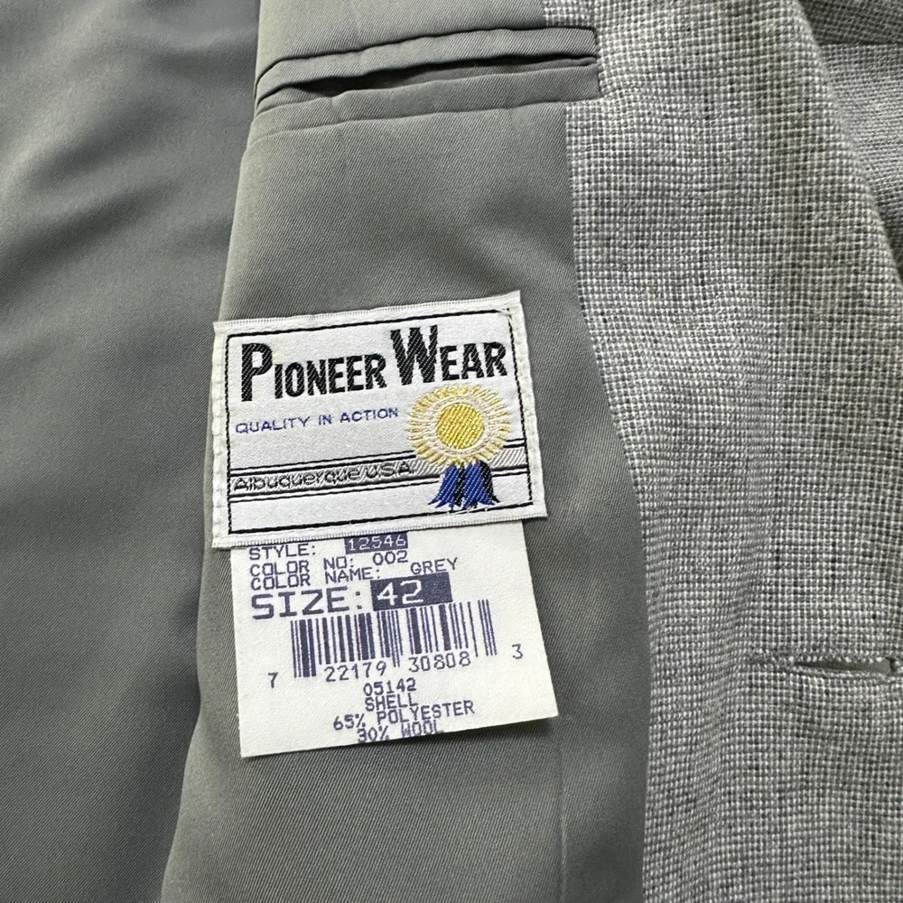 VTG Pioneer Wear Mens 42 Western Blazer Sport Coat Grey Wool Blend Yoke USA Made